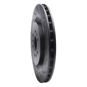 Cadillac CTS Brake Rotor (1) - Rear Right - R1 Concepts - Drilled & Slotted - Black - `04-`11